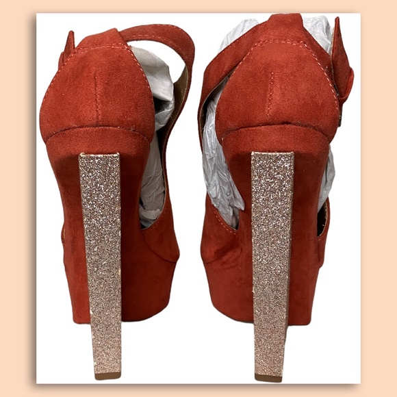 Erge glitter wedge heel 6" size 7 - Picture 3 of 10